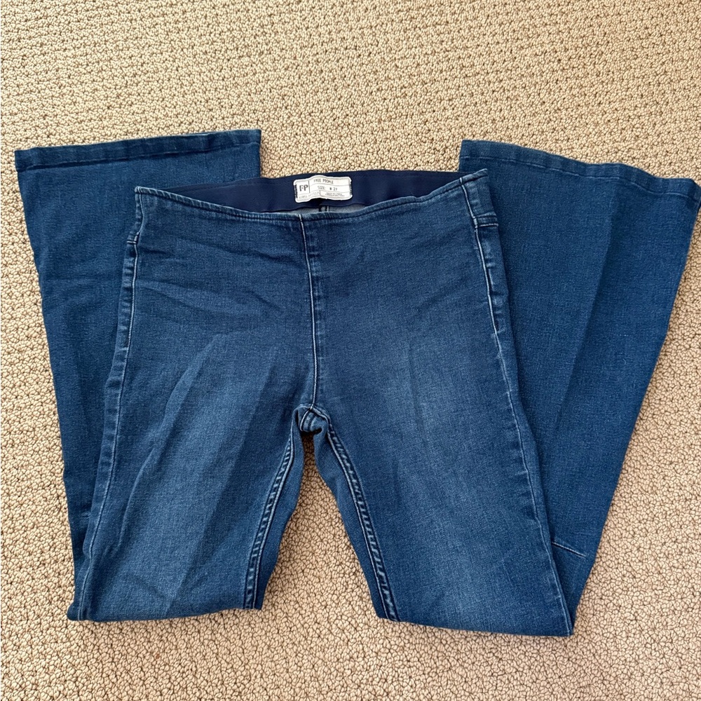 Free People Women’s Penny Pull-on Flair Women's Denim Blue Jeans